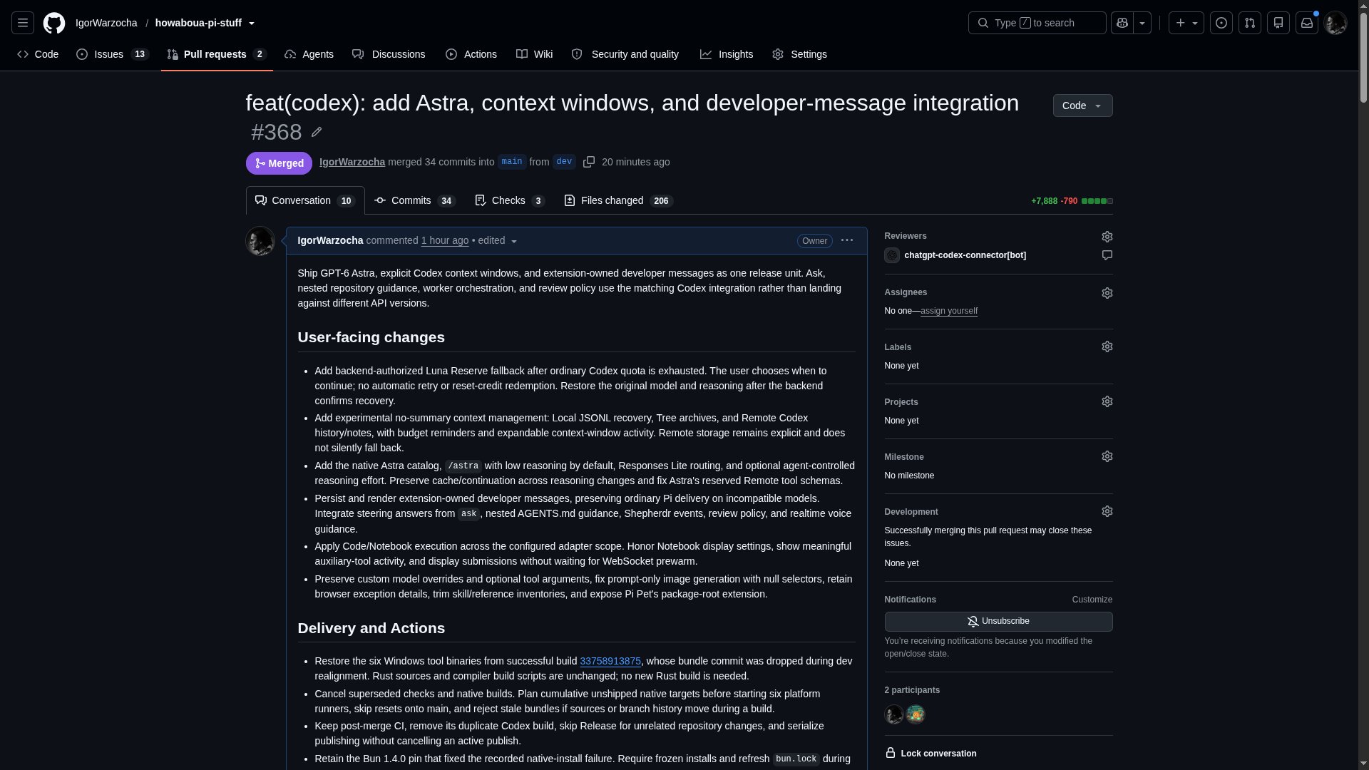 Pi editor adds native GPT-6 Astra and Codex integration