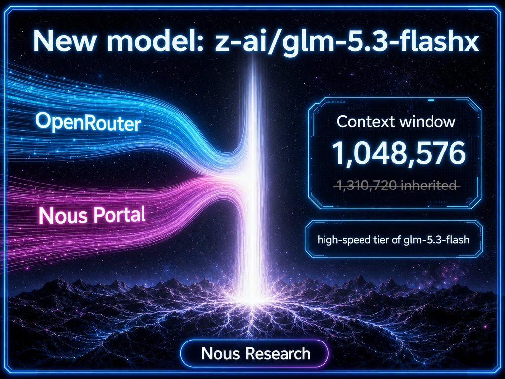GLM-5.3 FlashX comes to Hermes Agent
