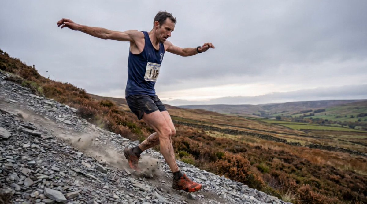 Kling 4.0 Flash test: stride, gear and bib hold through a scree descent