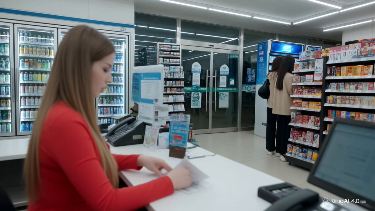 Kling 4.0 Flash 生成红牛风格便利店动作广告