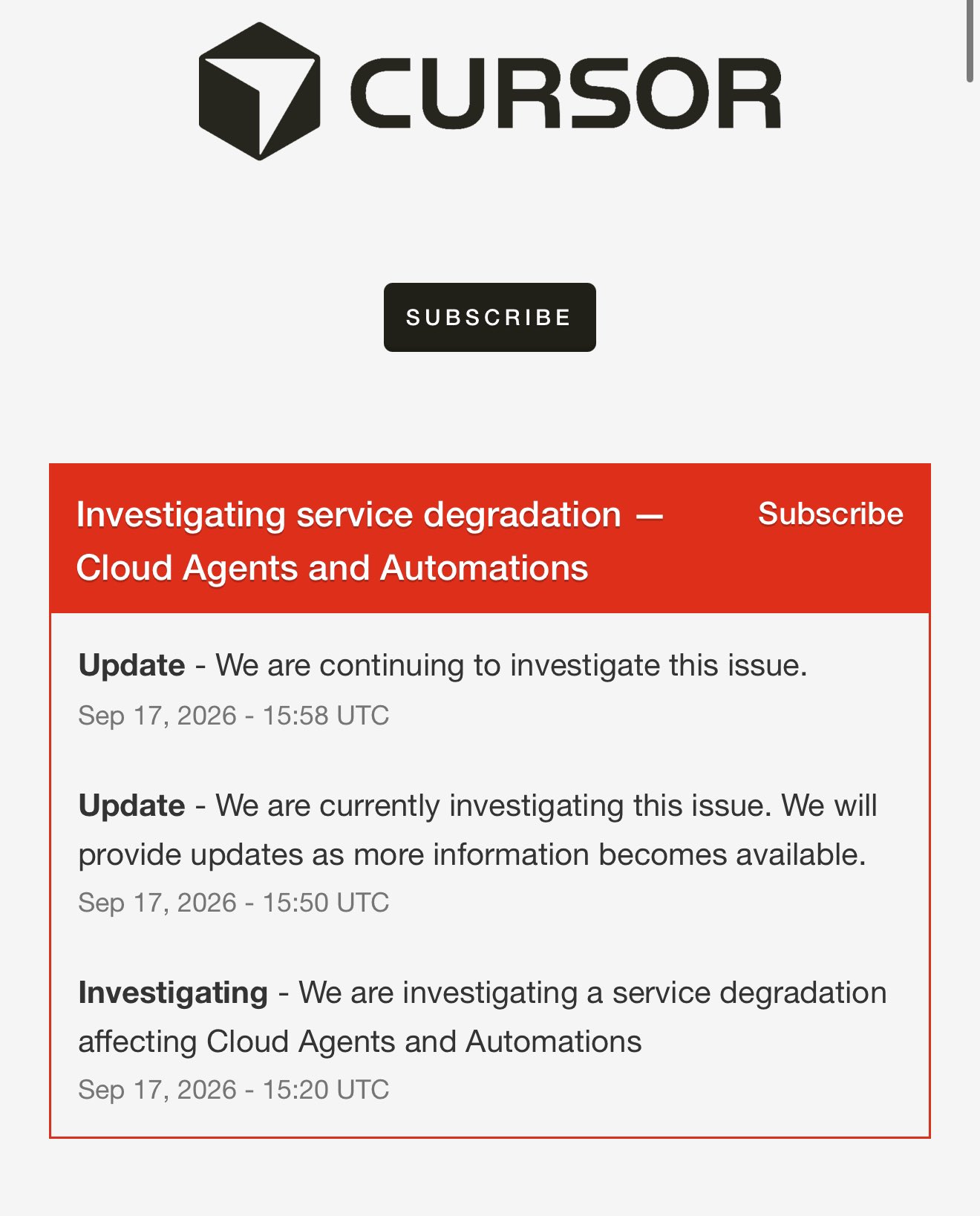 Cursor 与 Grok Bot 同时服务降级