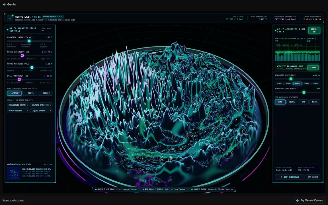 Gemini 4 Argon generates a video titled "Magnetic Resonance"