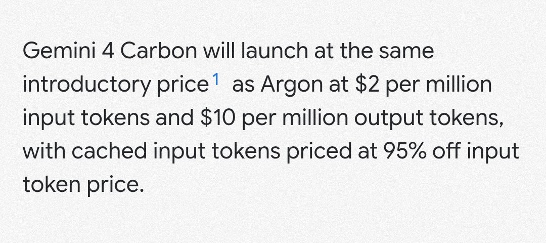 Gemini 4 Carbon pricing leak: $2 input, $10 output