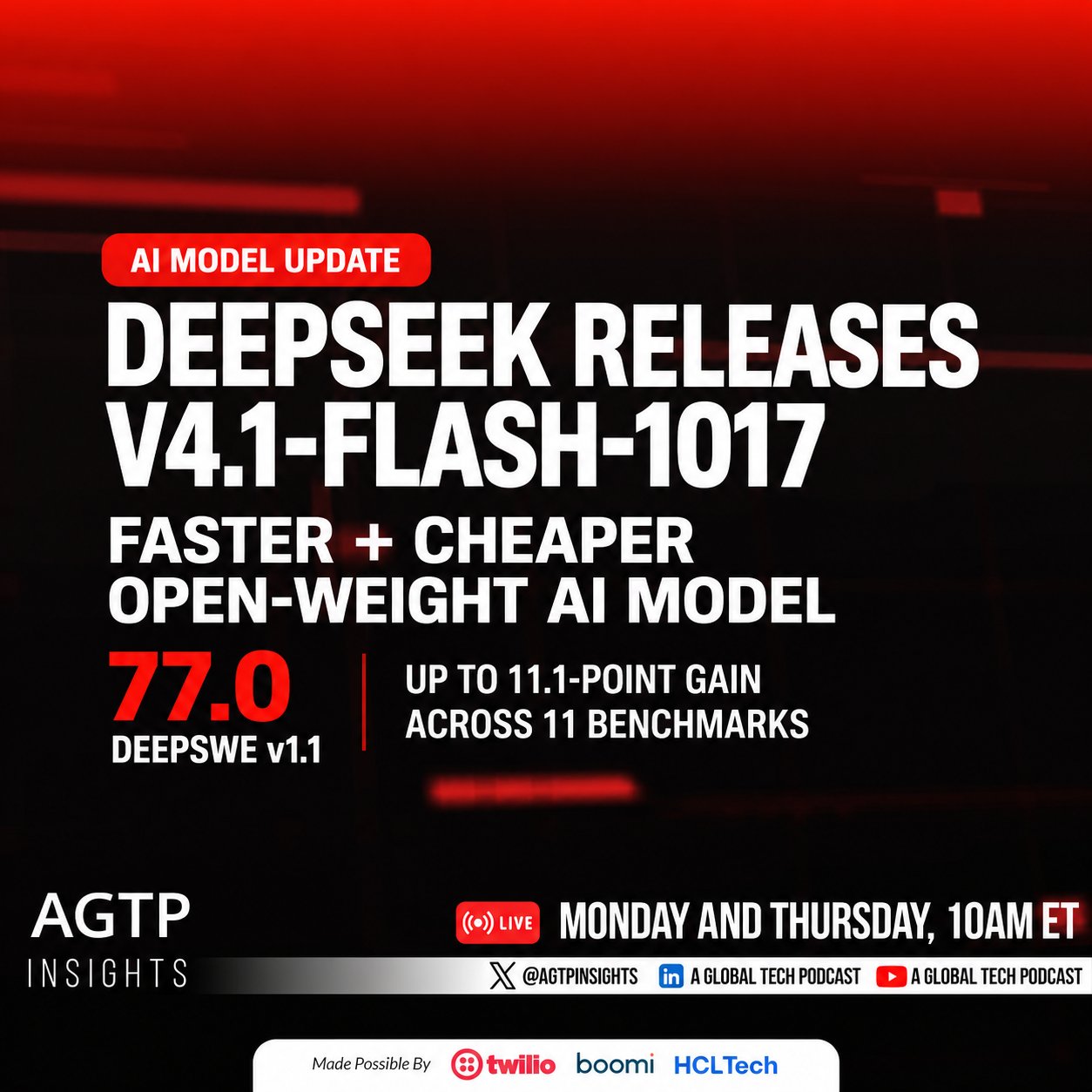 V4.1-Flash-1017 发布汇总：11 项跑分全涨，DeepSWE 77.0 超 Opus 5
