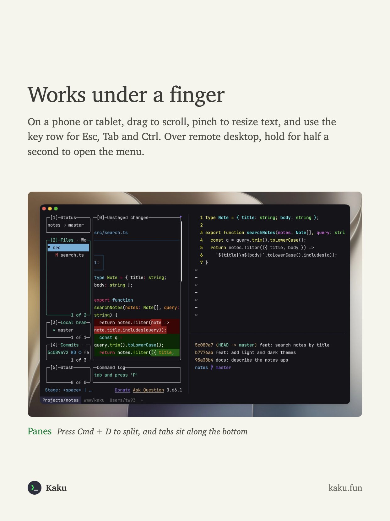 Kaku October releases: remote terminal access in browser with touch support (image 3 of 4)