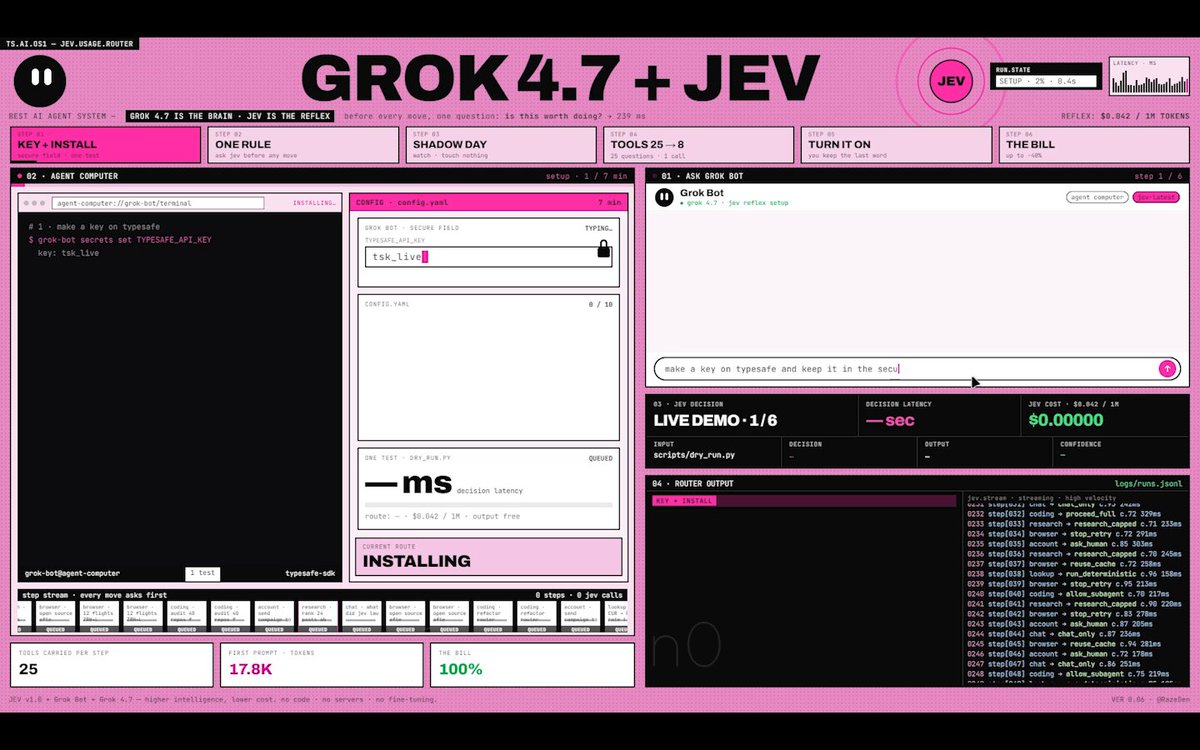 Grok 4.7 plus Jev builds a low-cost agent system