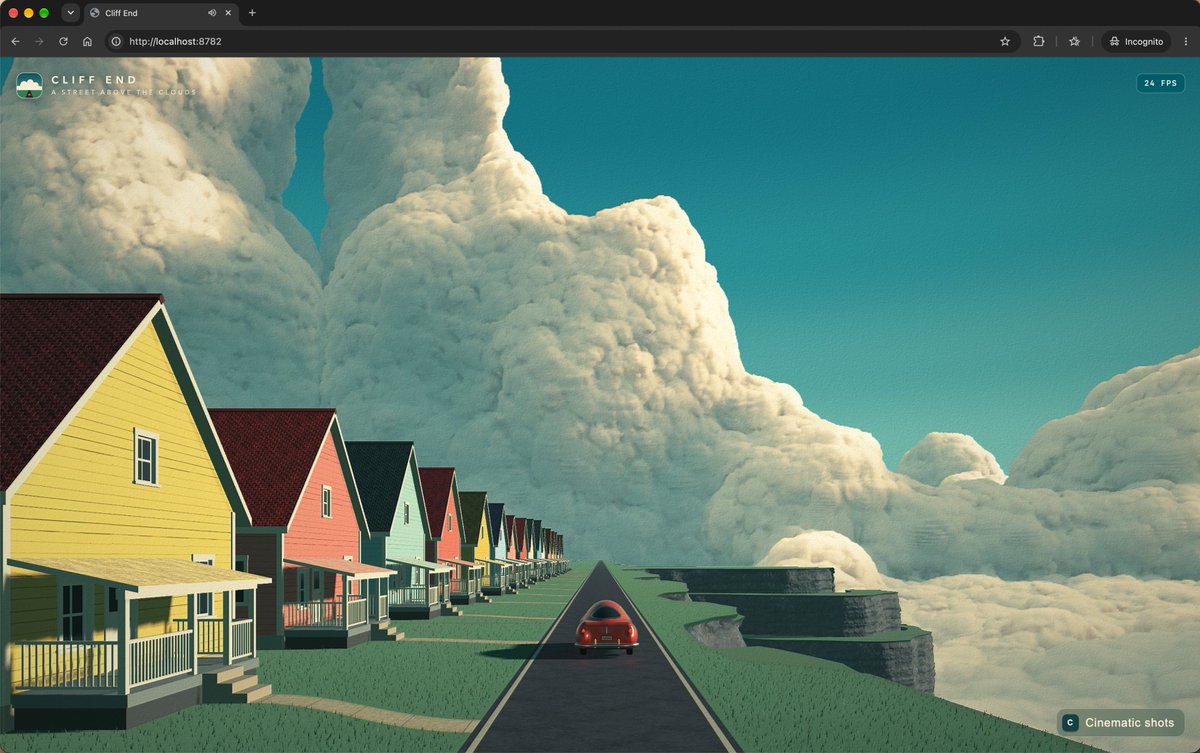 Opus 5.5 用 three.js 做 Dreamcore 悬崖场景