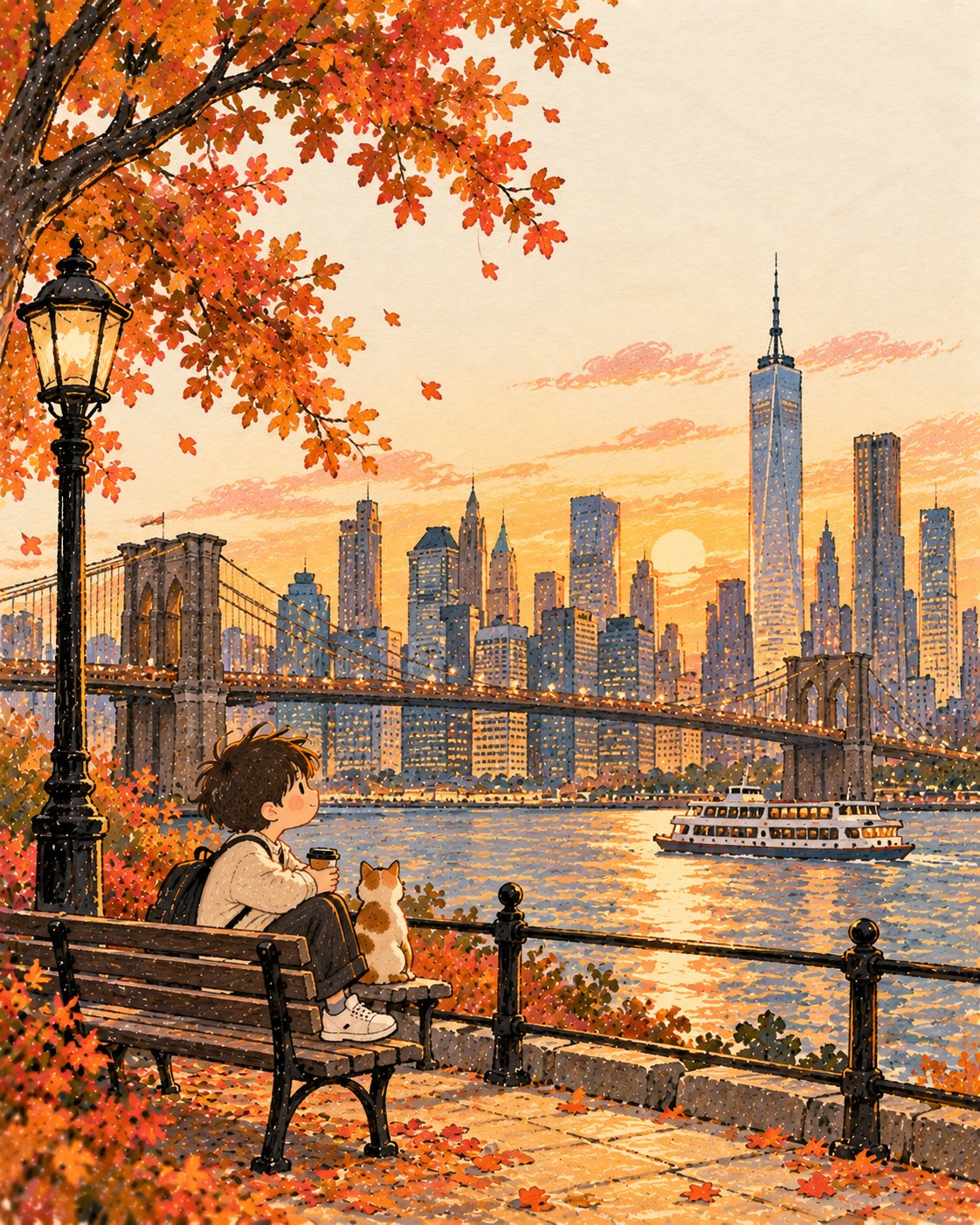 GPT Image 2.5 极简旅行插画提示词模板(第 4 张,共 4 张)