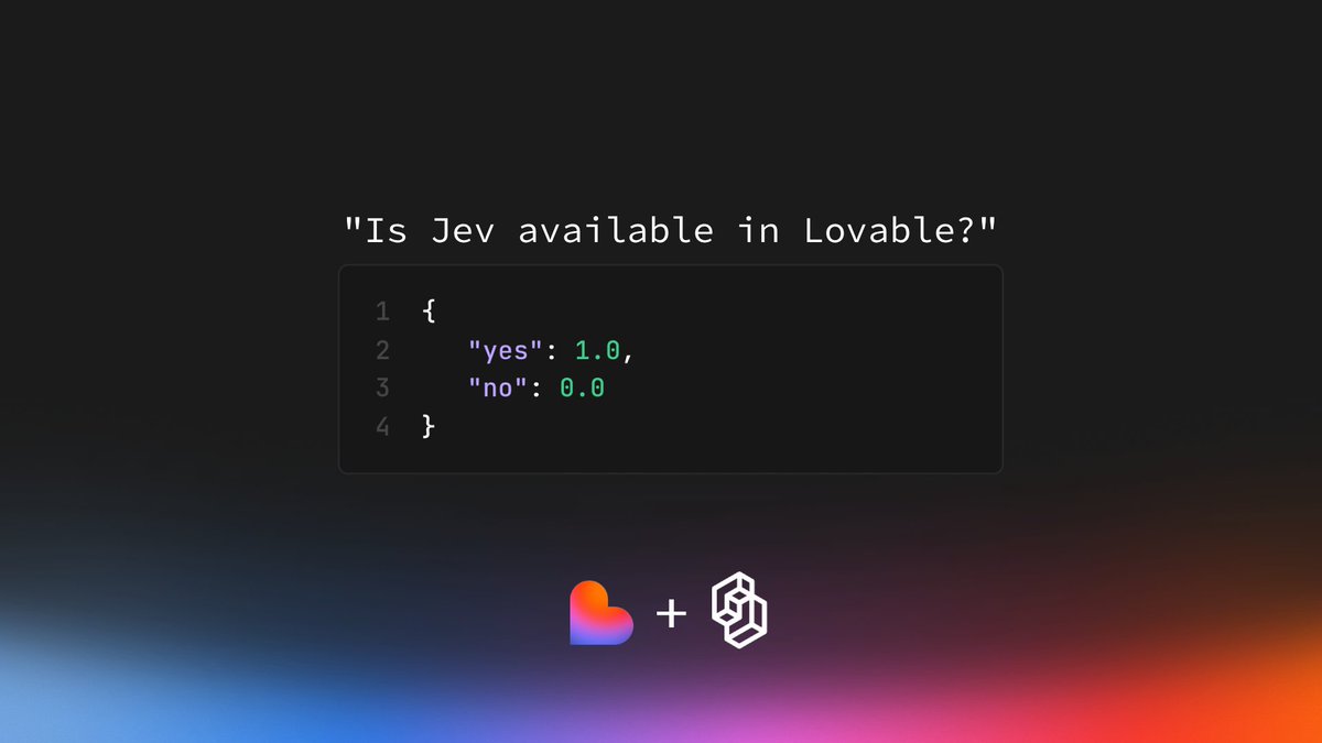 Jev becomes available in Lovable's AI gateway