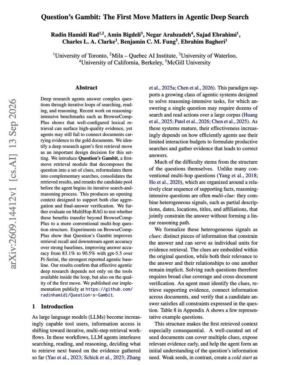 Paper: first retrieval step drives deep research agent performance