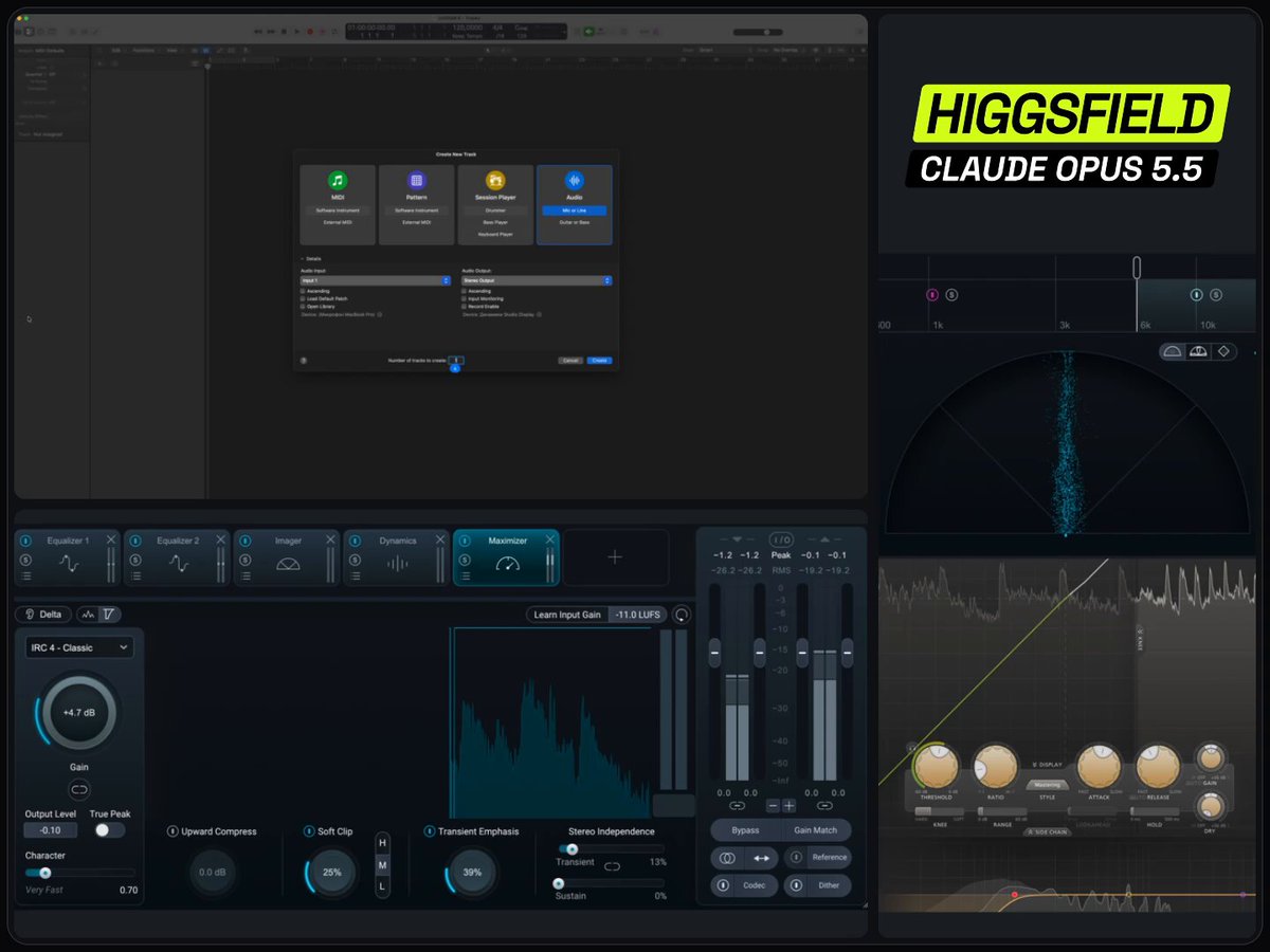 Higgsfield 官方演示 Claude 自动混音
