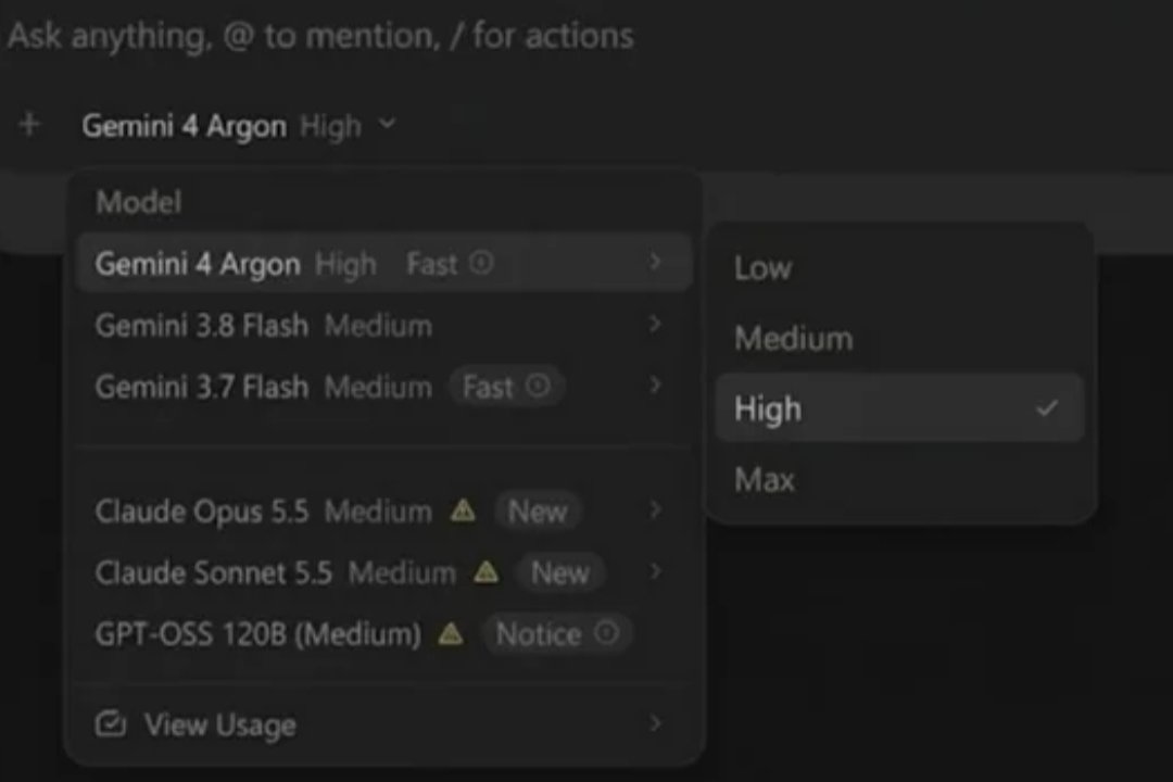 Gemini 4 Argon reportedly appears for Ultra users in Antigravity