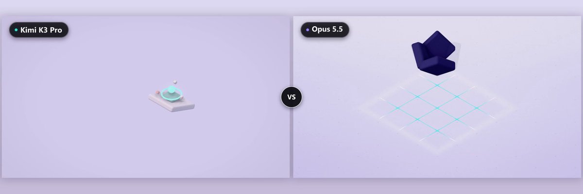Kimi K3.1 Pro vs Opus 5.5 video output side by side