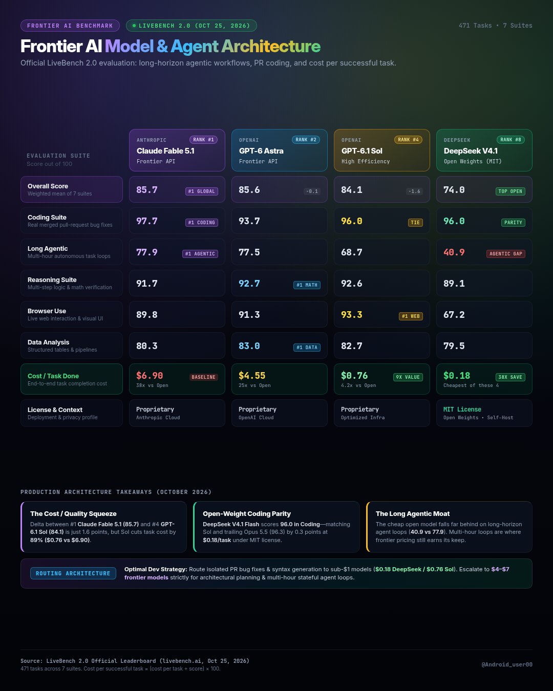 LiveBench 2.0：DeepSeek V4.1 Flash 每任务 0.18 美元，长程 agent 掉队
