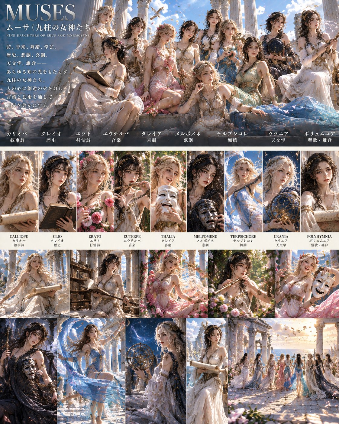 GPT-Image 2.5 draws the muses of ancient Greece