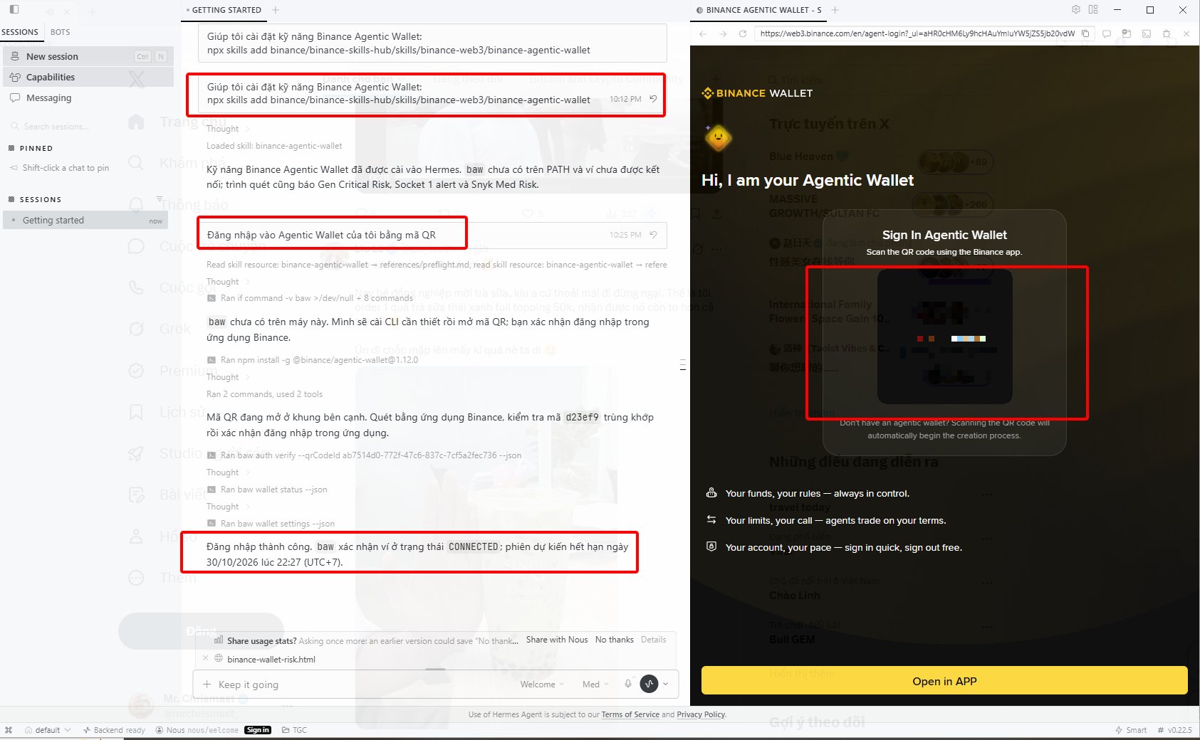 Hermes Agent guide for farming Binance NFT Agent