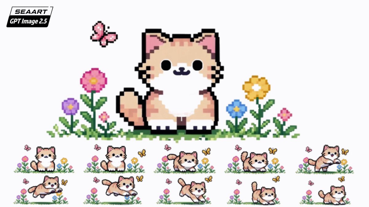 GPT-Image 2.5 pixel art demo: a pixel cat