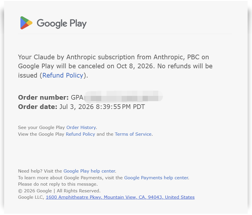 Claude account banned right after auto-renewal charge, user asks what to do