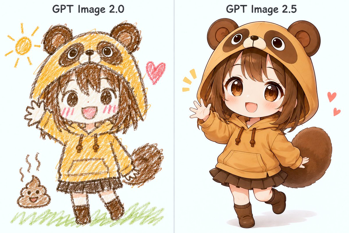 Comparison image shows GPT Image 2.0 vs 2.5 output