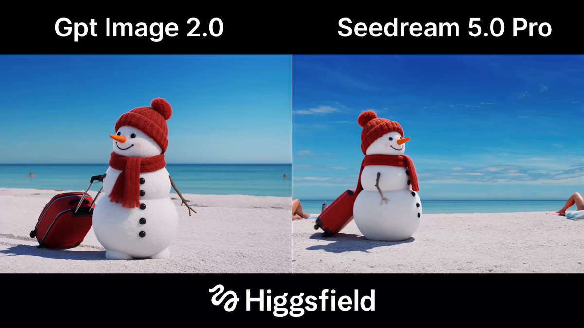 Higgsfield 对比 Seedream 5.0 Pro 与 GPT Image 2.0 成图动画