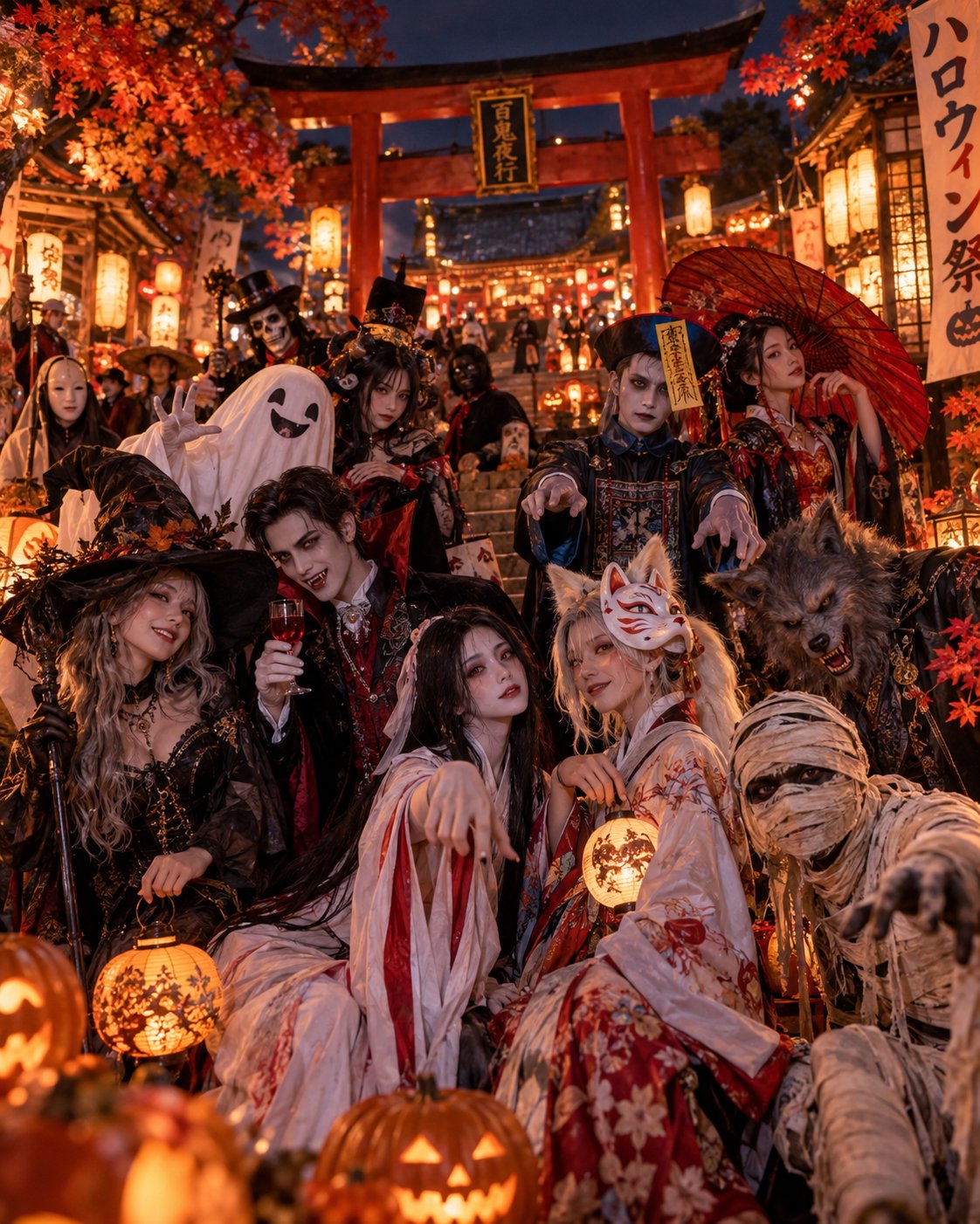 GPT-Image 2.5 Halloween yokai illustration for #AI和ロウィン2026