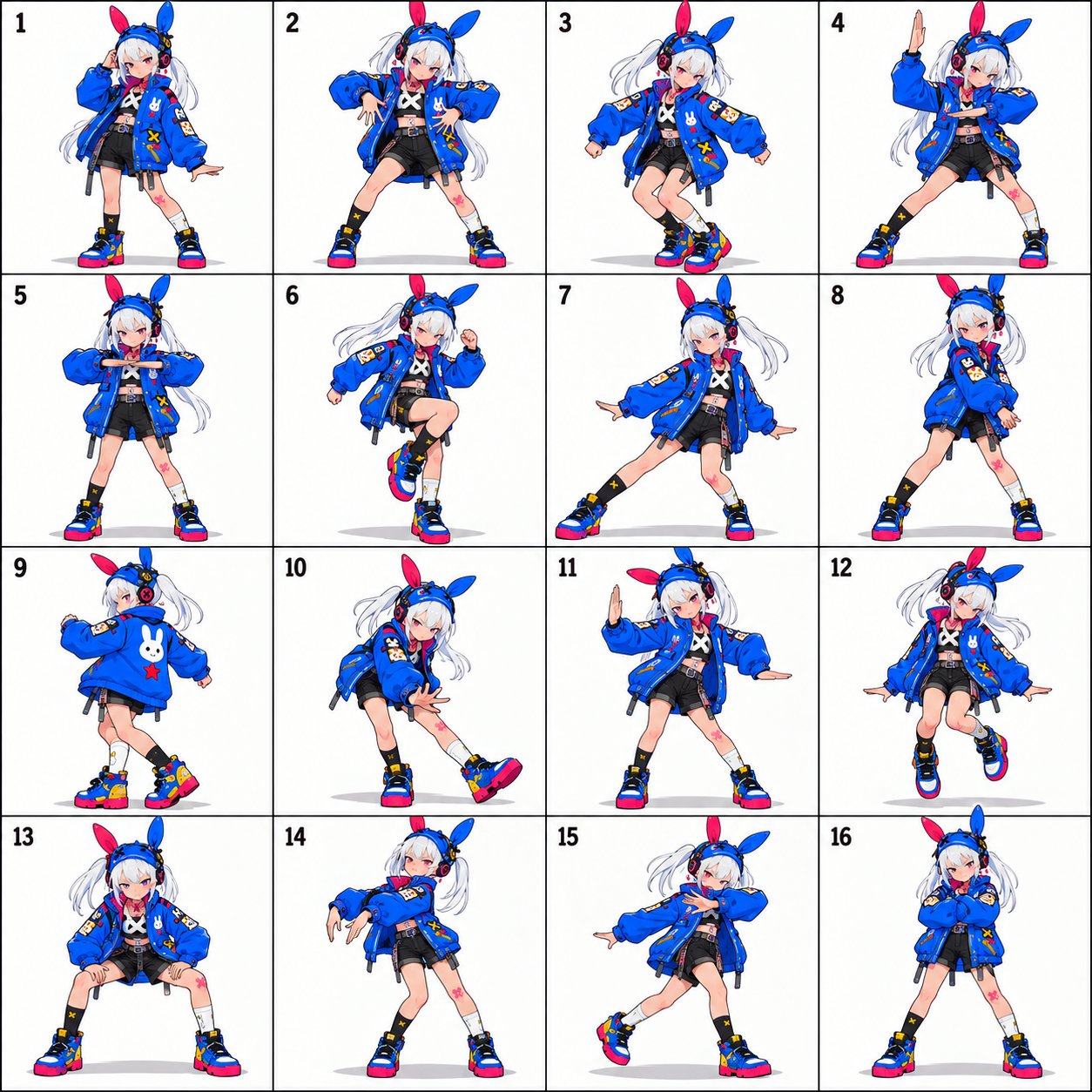 Prompt turns any character reference into a 4×4 dance sequence