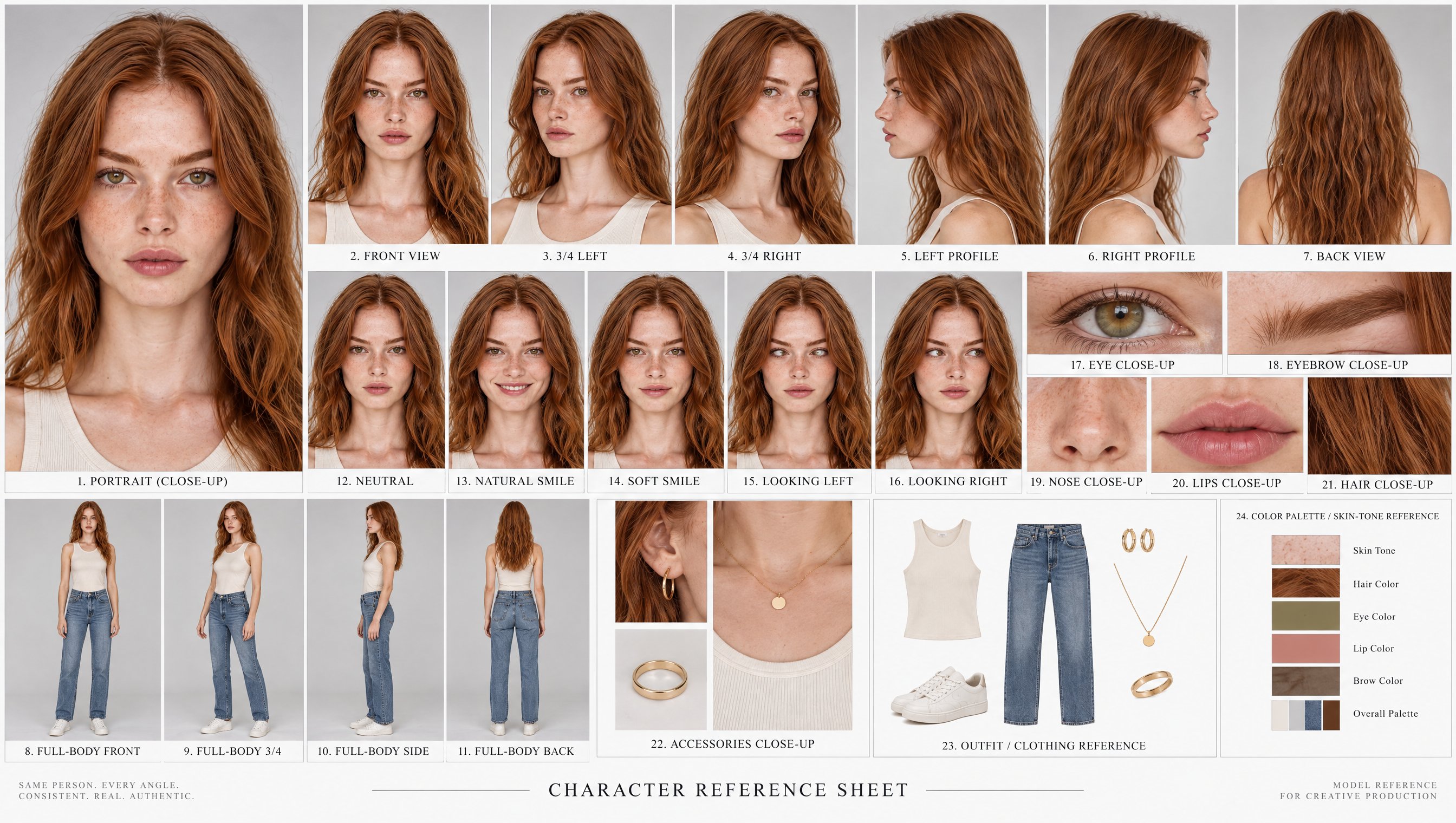 GPT-Image-2.5 turns one reference photo into a character sheet (image 2 of 2)