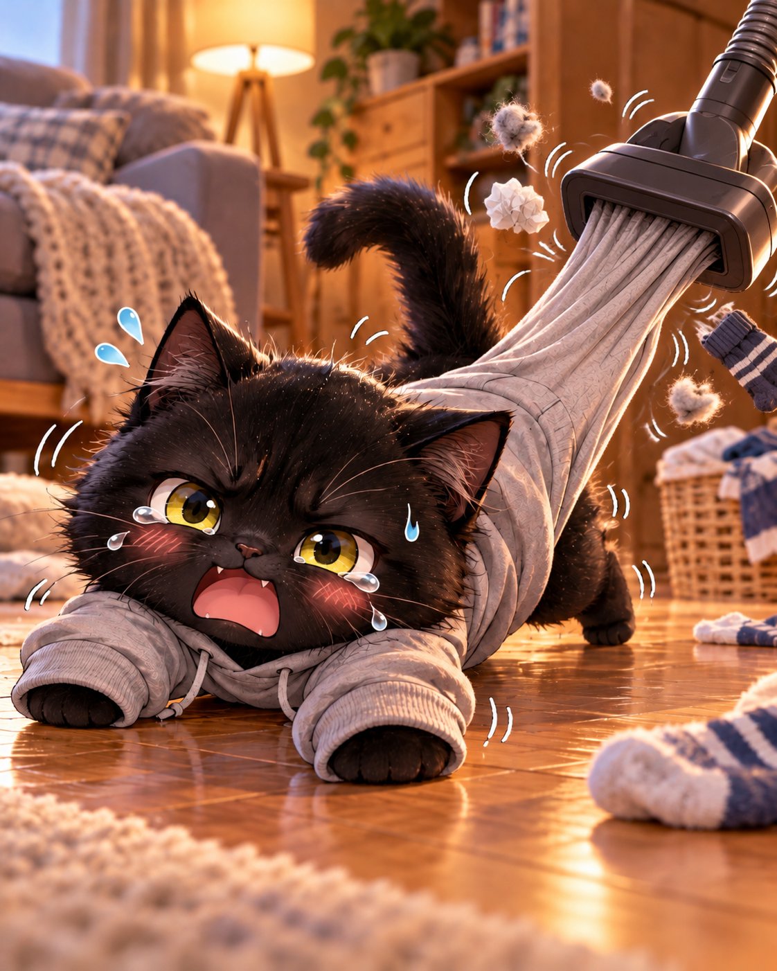 Tweaking a GPT-Image 2.5 prompt so a cat gets vacuumed
