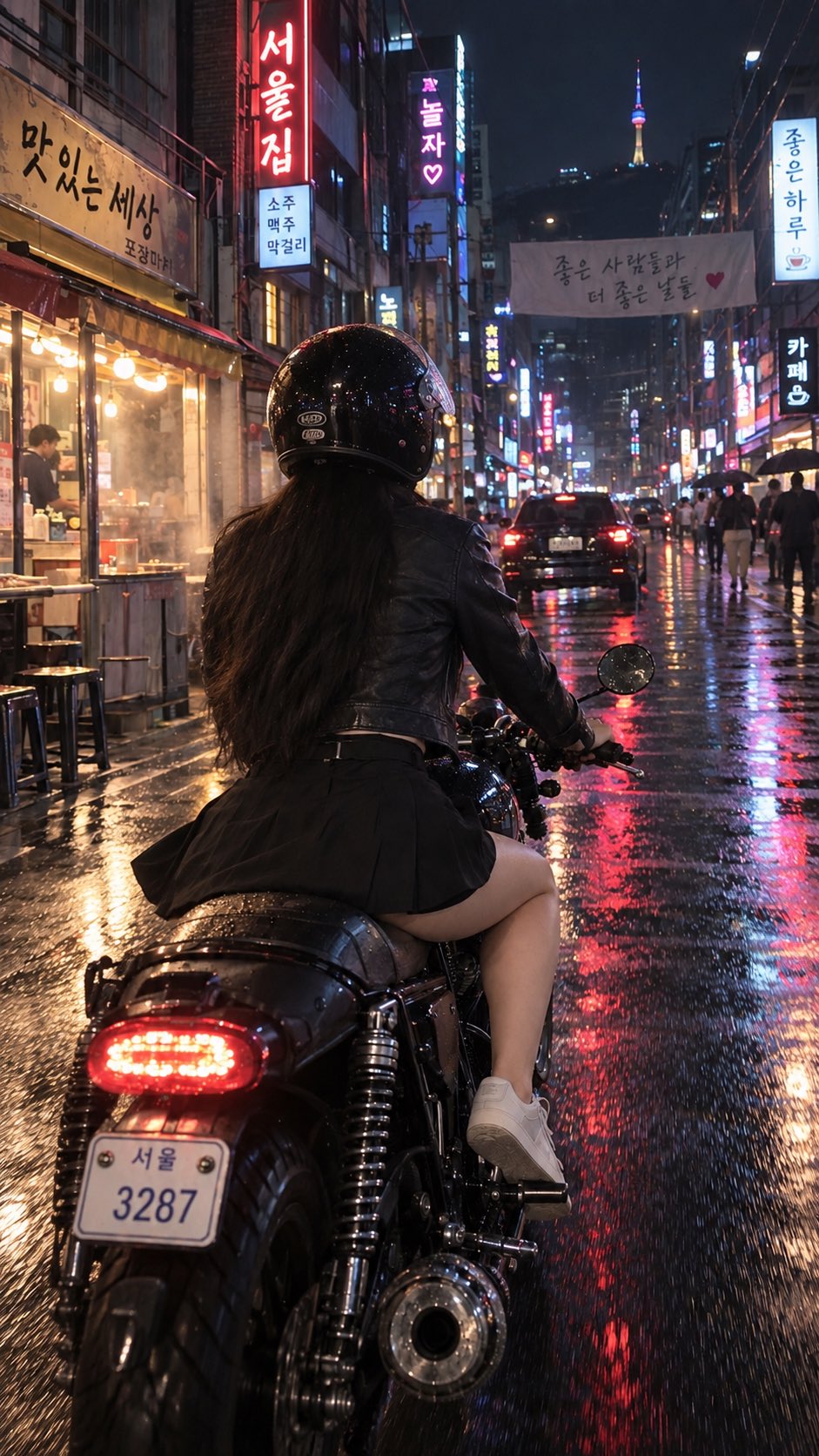ChatGPT 应用内 GPT Image 2.5 生成雨夜首尔机车人像(第 3 张,共 3 张)