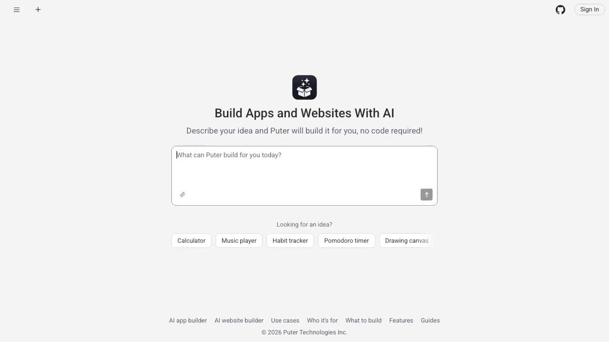 Puter open-sources AI Builder for generating websites and apps from prompts