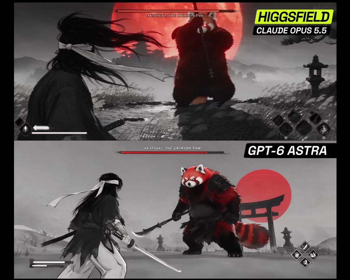 Higgsfield 用一句提示词生成 3D 武士游戏