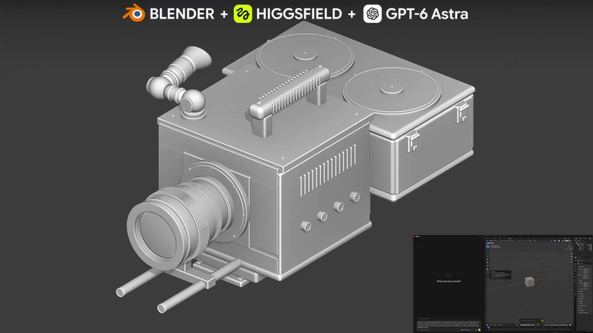 GPT-6 Astra 生成可拆解成 1025 个部件的 3D 相机