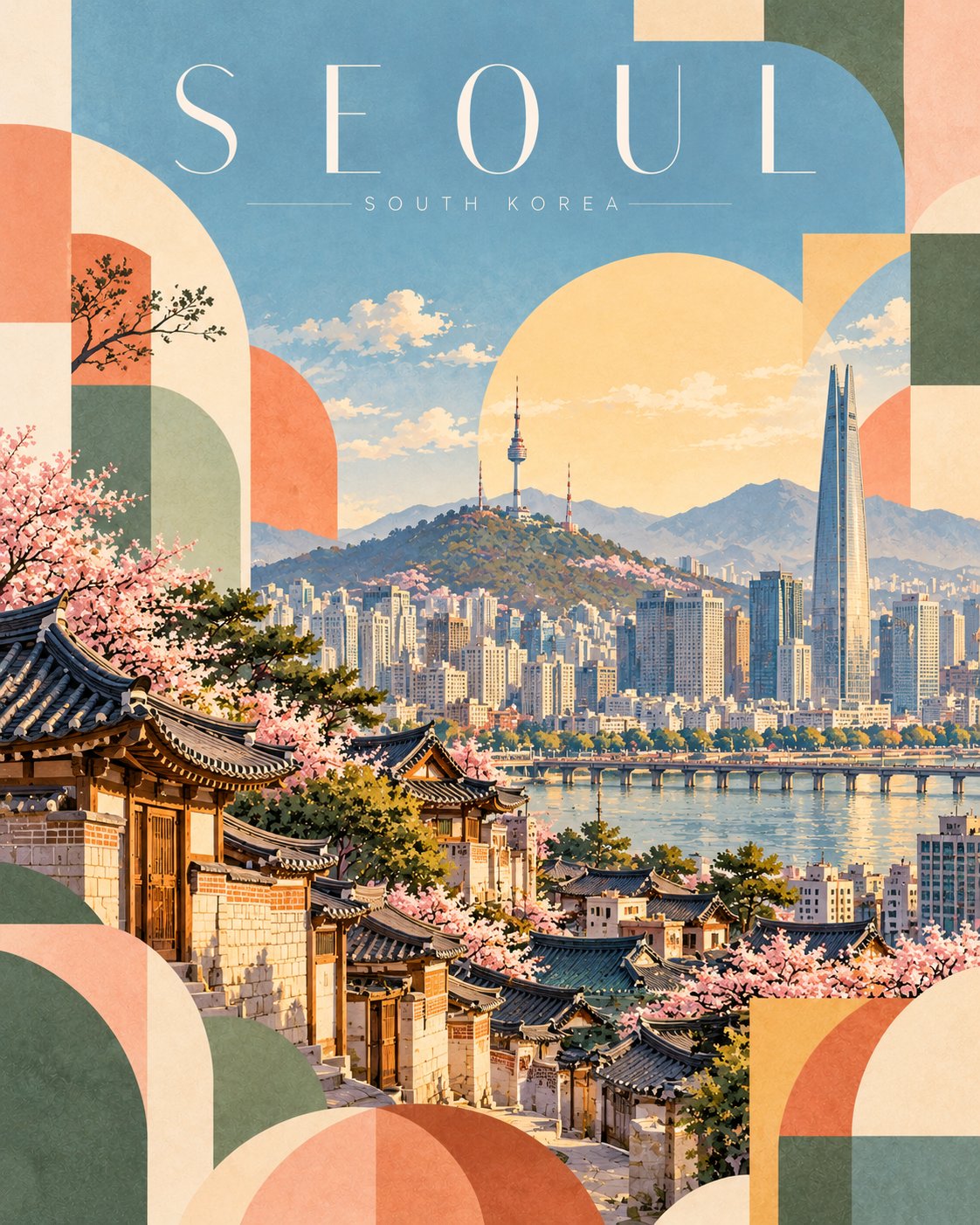 Geometric travel poster prompt template for GPT Image 2.5 (image 2 of 4)