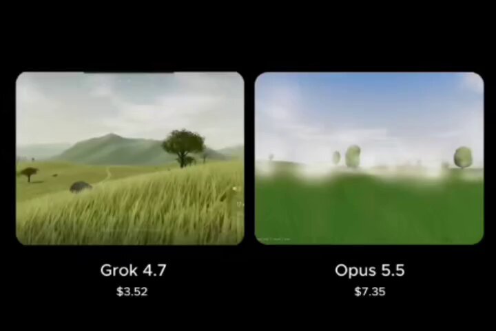 Grok 4.7 与 Opus 5.5 同提示词视频对比