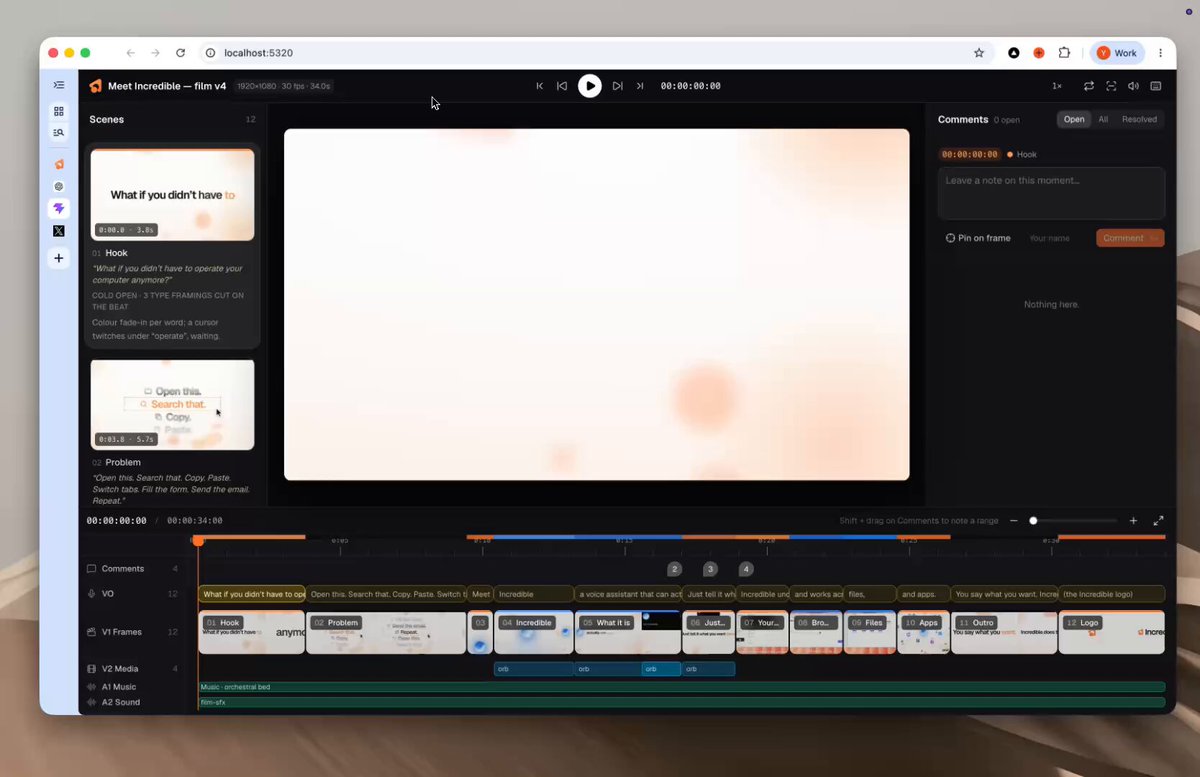 Opus 5.5 storyboard timeline and final cut, tested