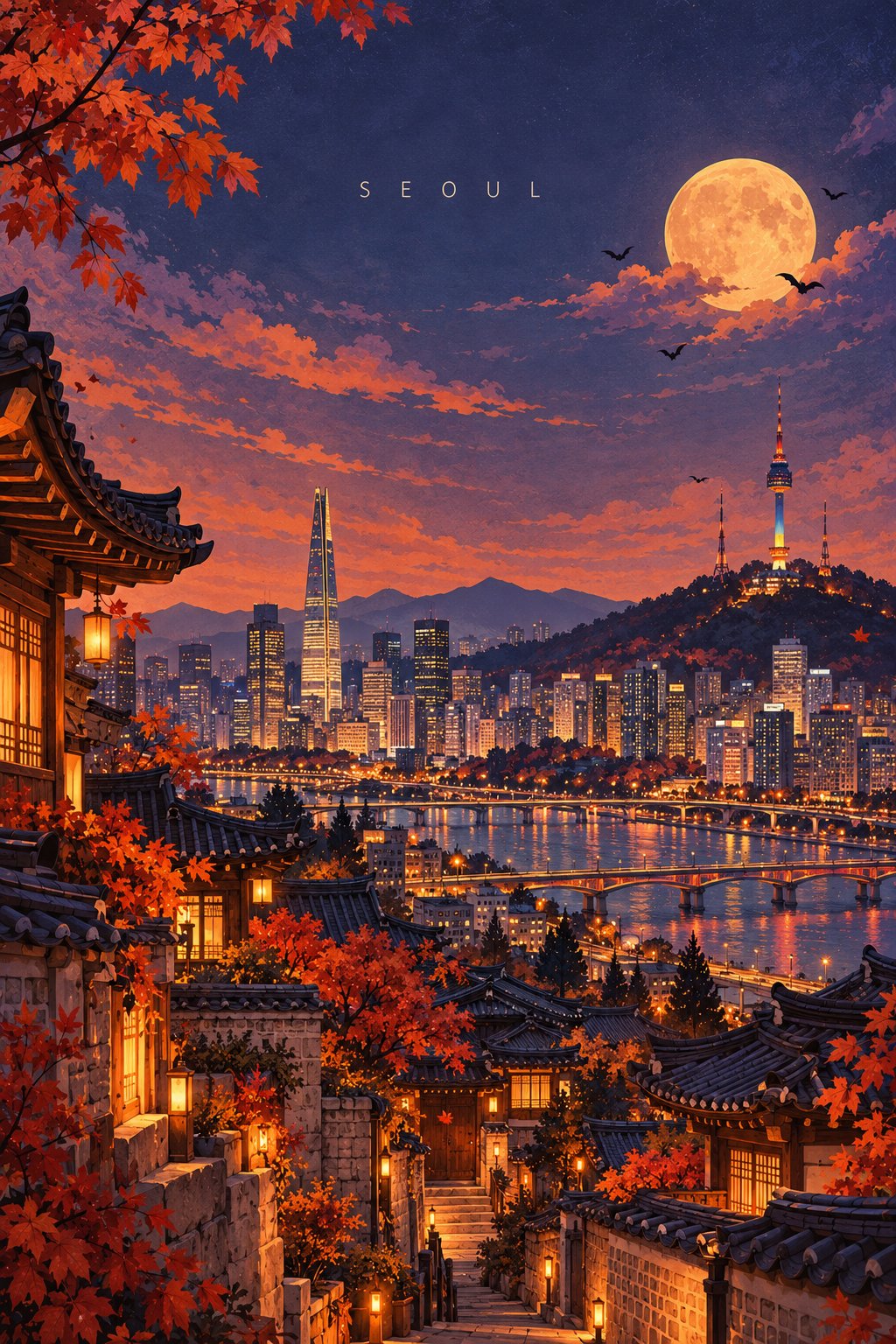 GPT Image 2.5 万圣节几何旅行海报提示词(第 2 张,共 2 张)