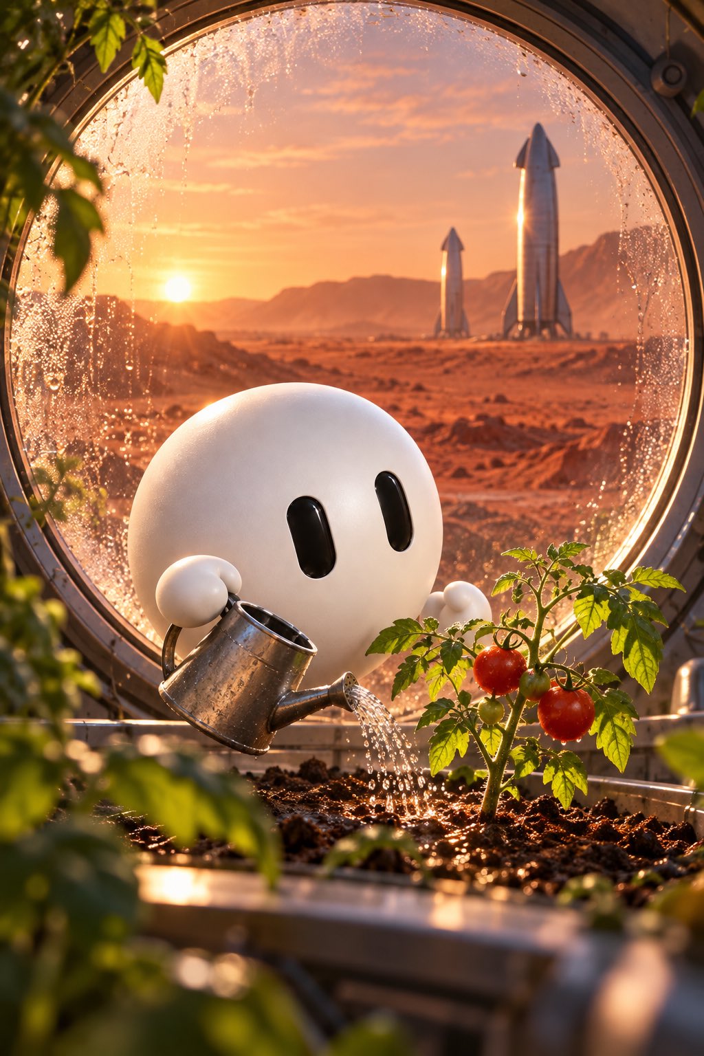 用 Grok Bot 生成火星浇花的想象图