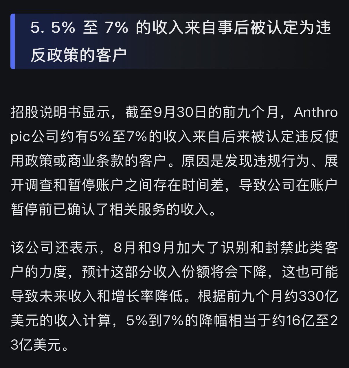 招股书：5%–7% 收入来自后来被封客户