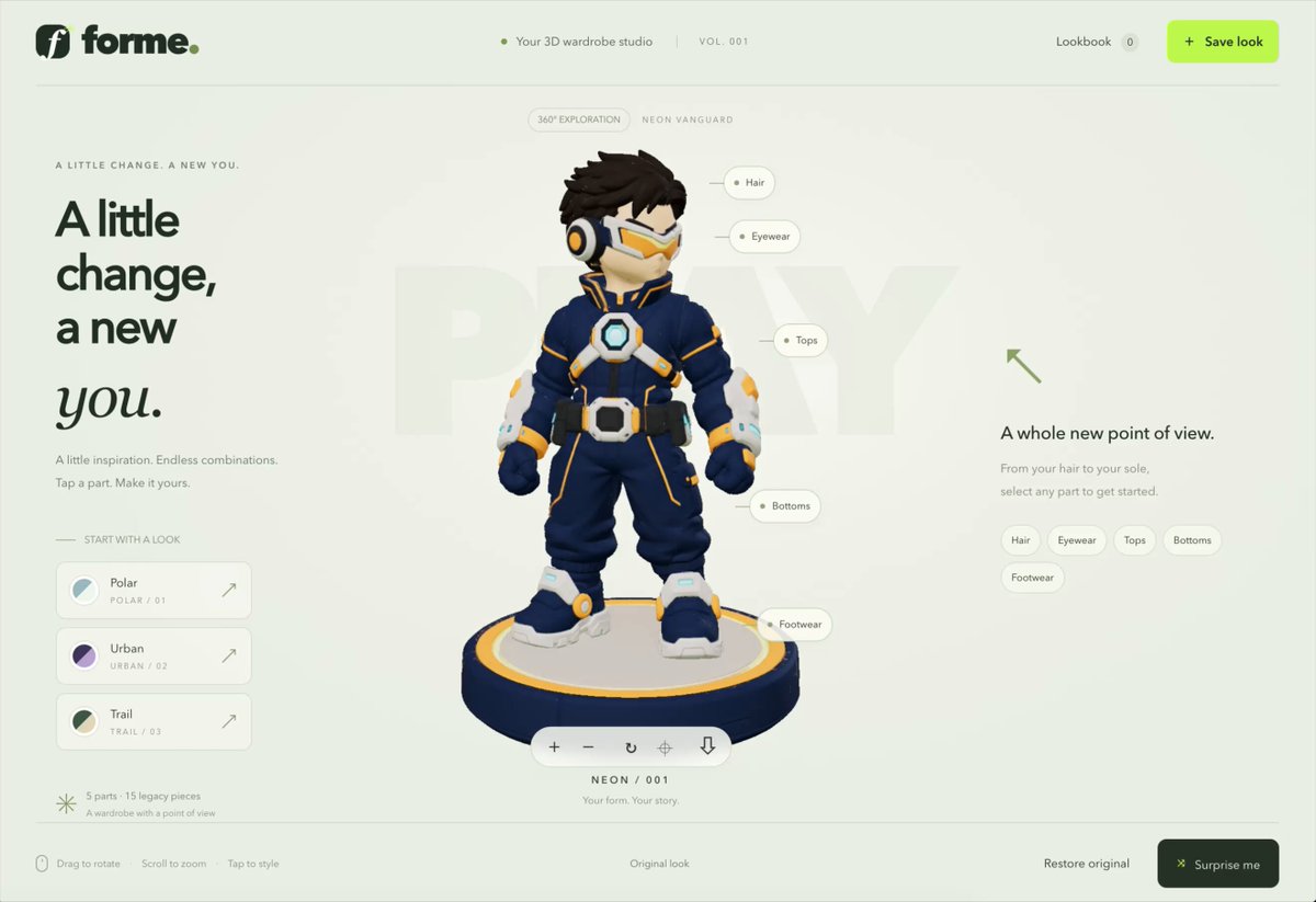Astra turns MeshyAI assets into a 3D character wardrobe system