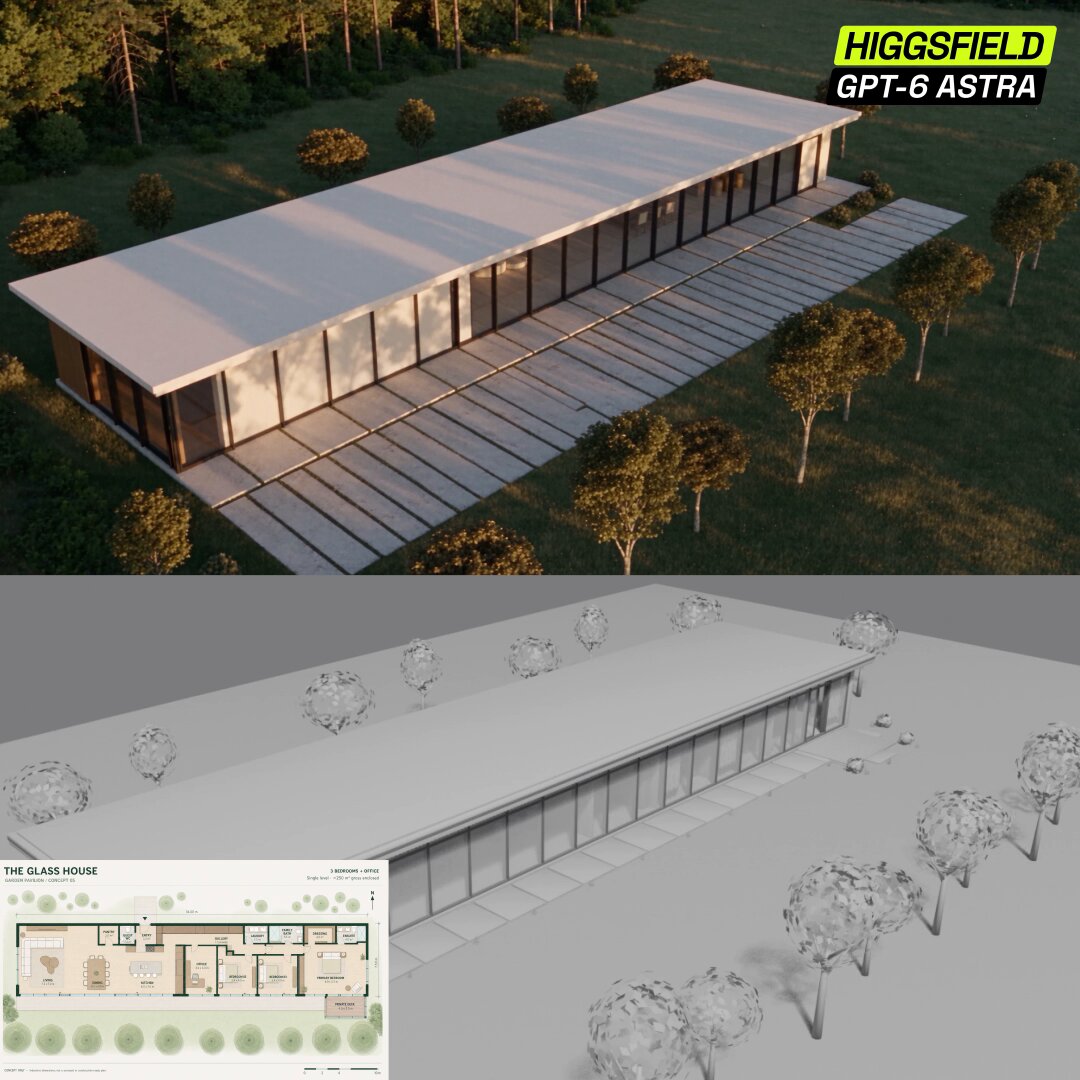 Higgsfield 用 GPT-6 Astra 把户型图变 3D 建筑场景