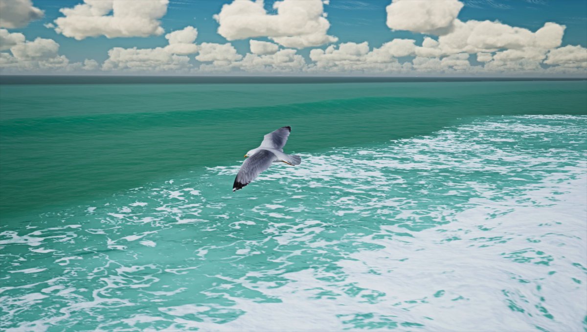 Opus 5.5 builds a realtime Three.js seagull and wave scene