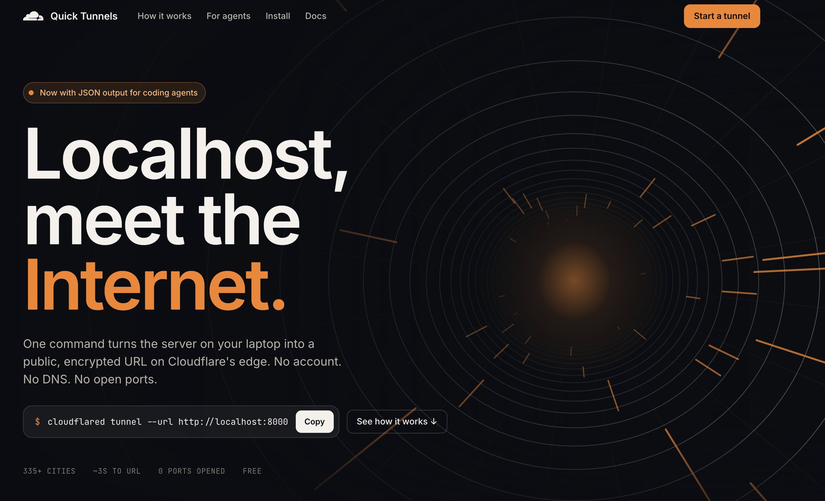 Cloudflare Quick Tunnels gets new homepage and JSON output