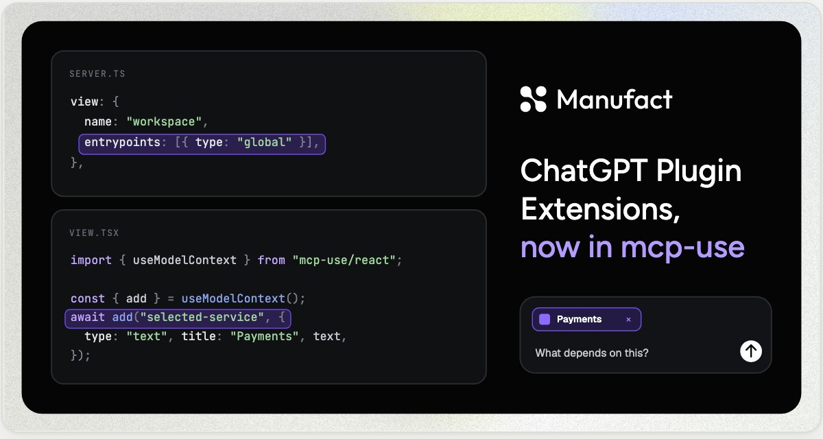 mcp-use v2.8.0: adds ChatGPT plugin extensions support (thread part 1)