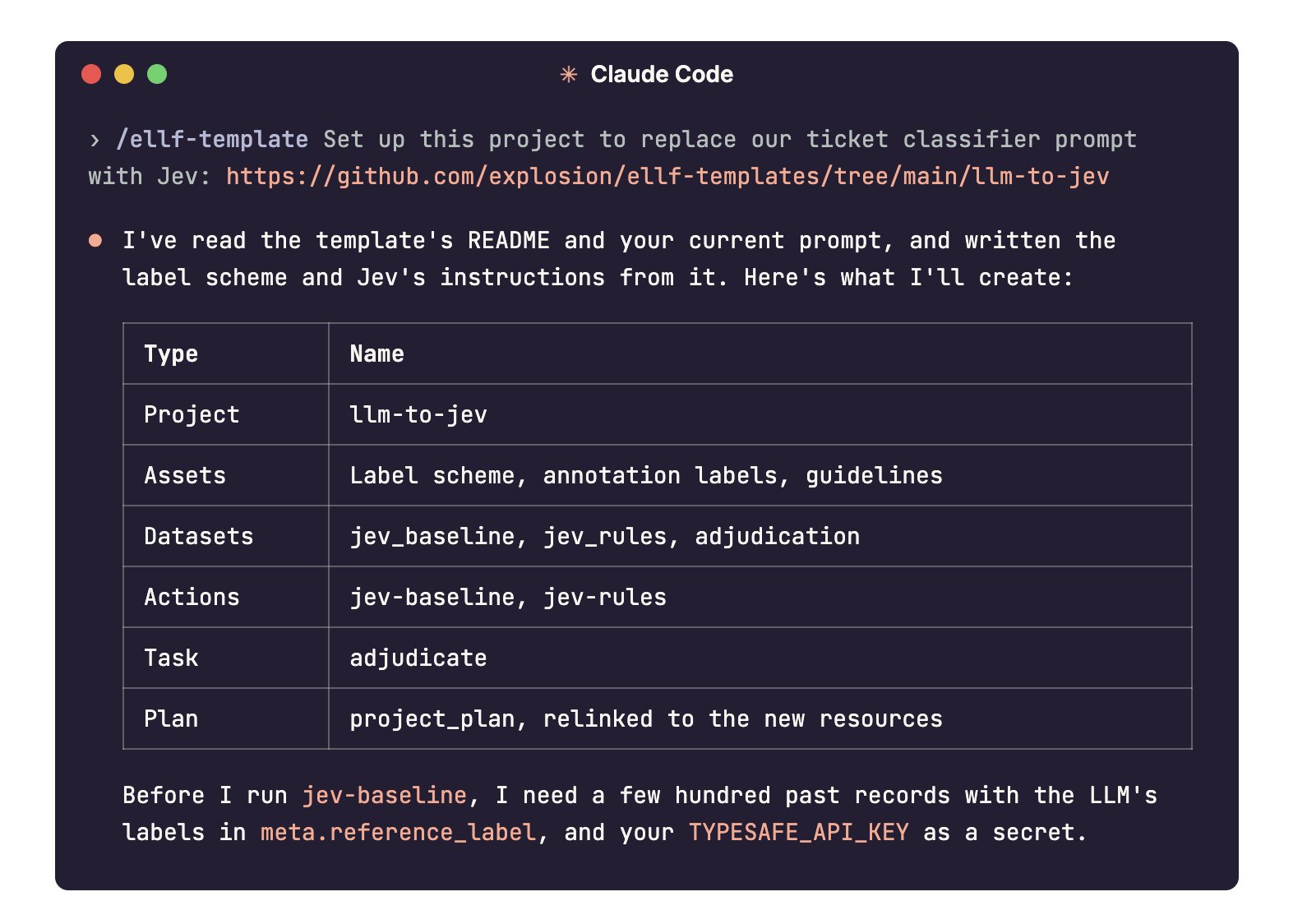 Ellf ships project templates, including a Jev pipeline swap