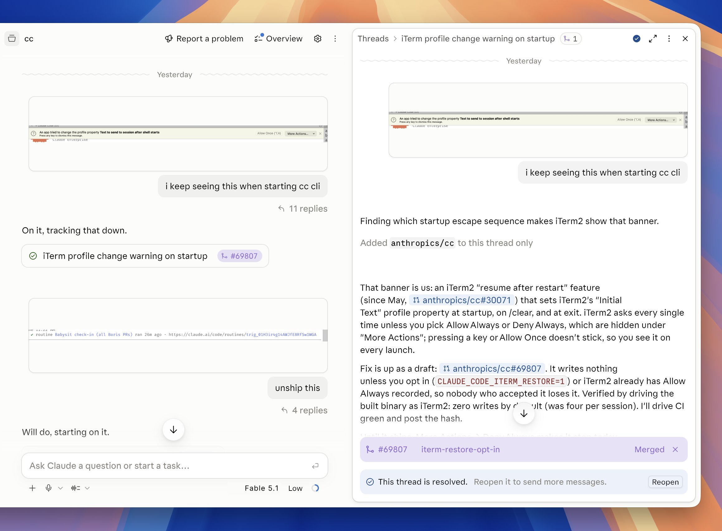 Claude Code Projects redesign: one main conversation plus parallel threads (image 1 of 3)