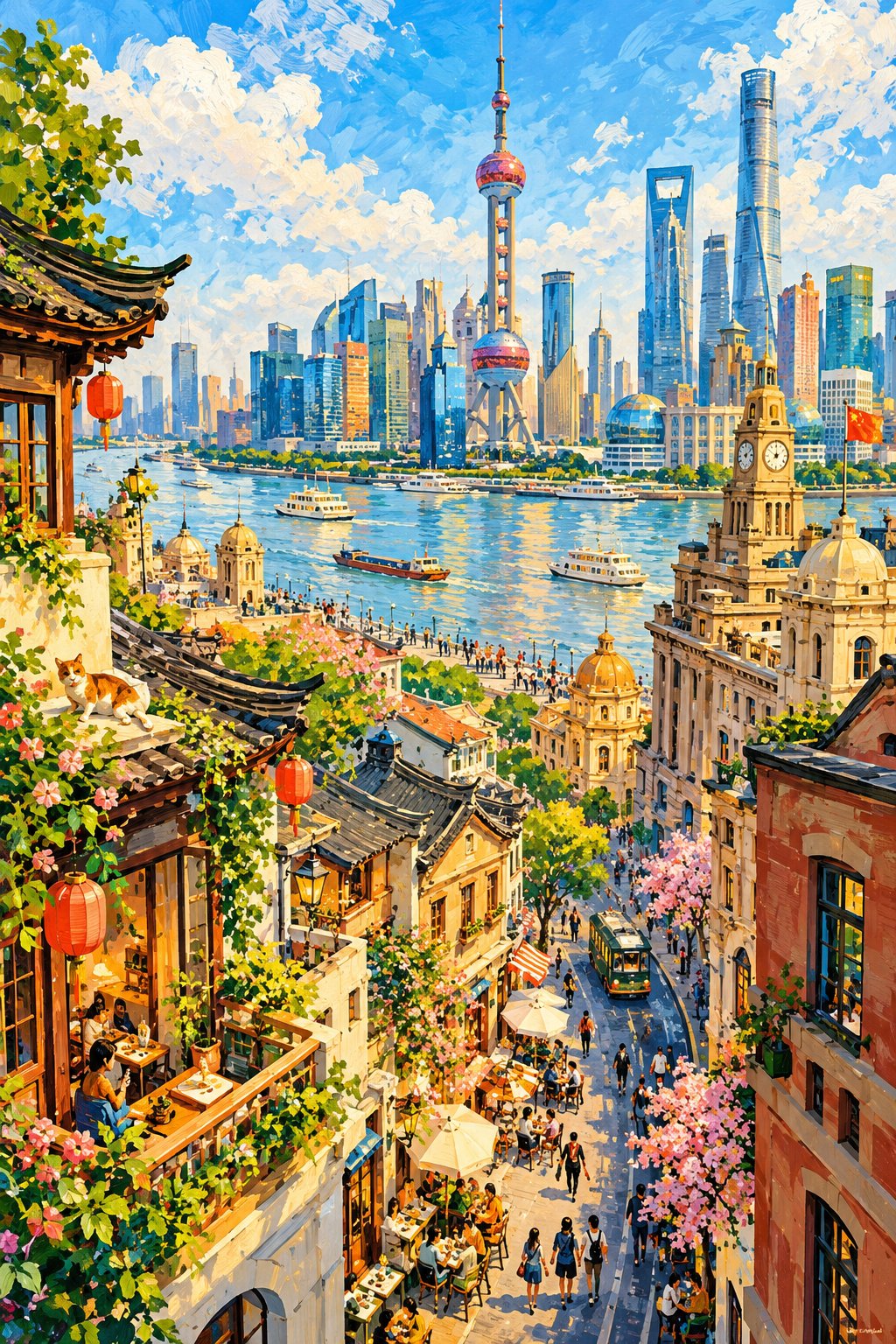 GPT Image 2.5 手绘城市插画提示词