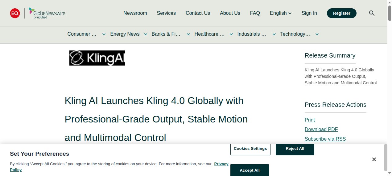 Kling 4.0 goes live worldwide: native 30s clips, 10 keyframes, 15 refs