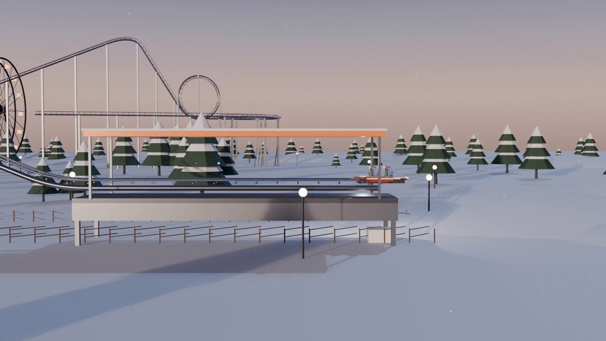 DeepSeek V4.1 Flash makes a snowy rollercoaster video via Harness and Blender