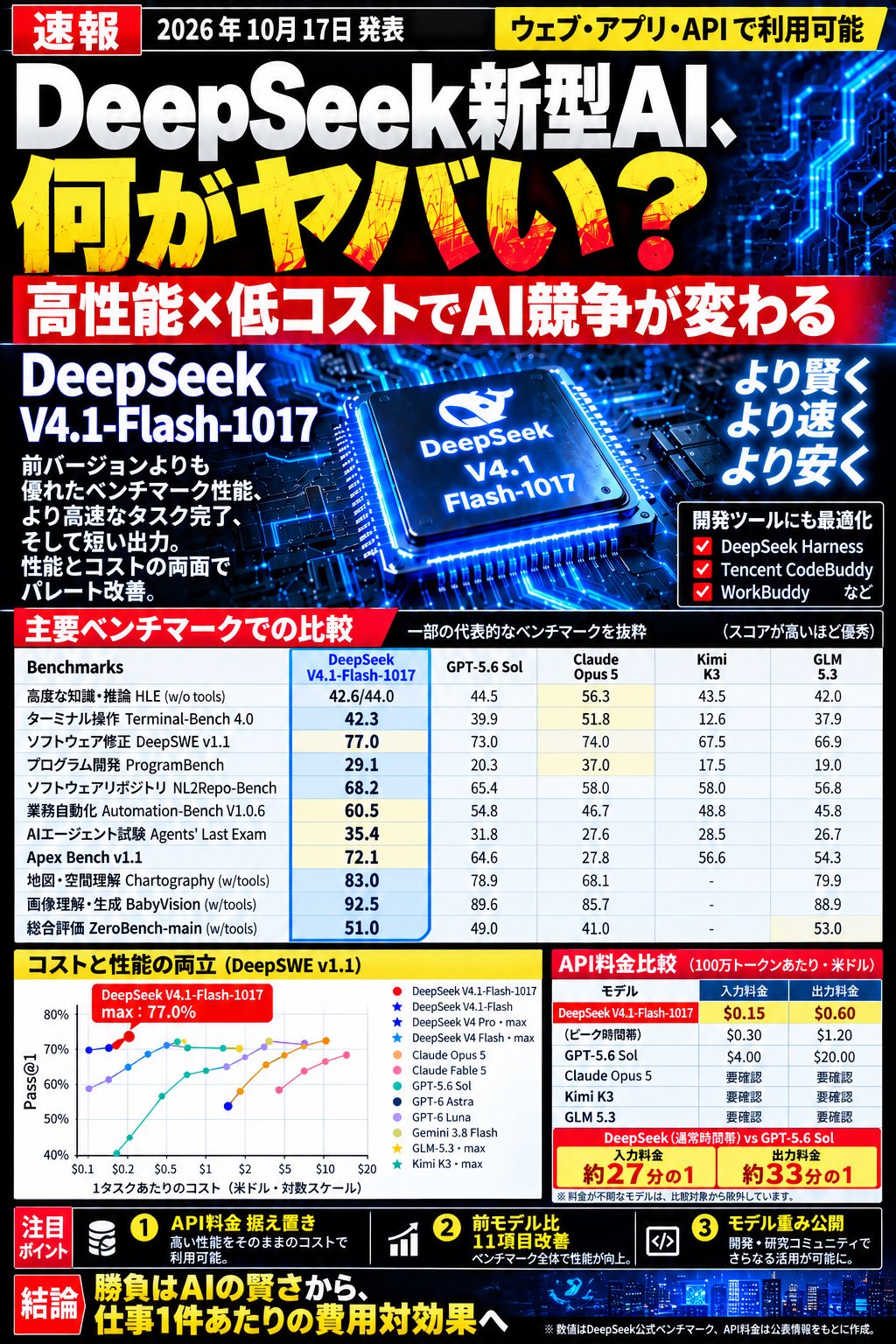 日文帖：V4.1 Flash 1017 部分跑分超 GPT 与 Claude，API 价格不变
