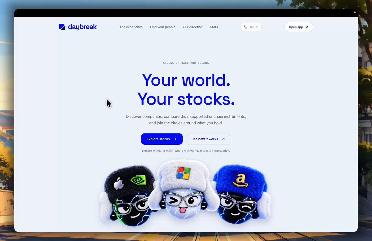 Daybreak: a social platform for onchain stocks and conviction markets